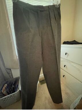 Vintage Giorgio Sant'Angelo 100% Wool Pleated Trousers Gray Size 8 Flawless